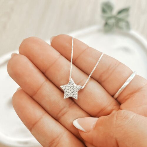 Conjunto Cadena y Dije Estrella Micropavé Plata 925