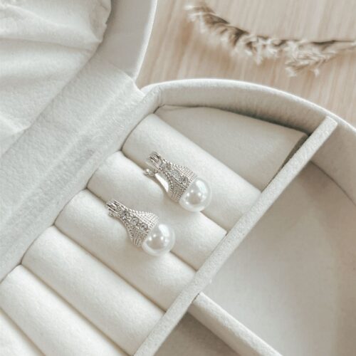 Aros Lady Di, Plata 925, Perla de Río