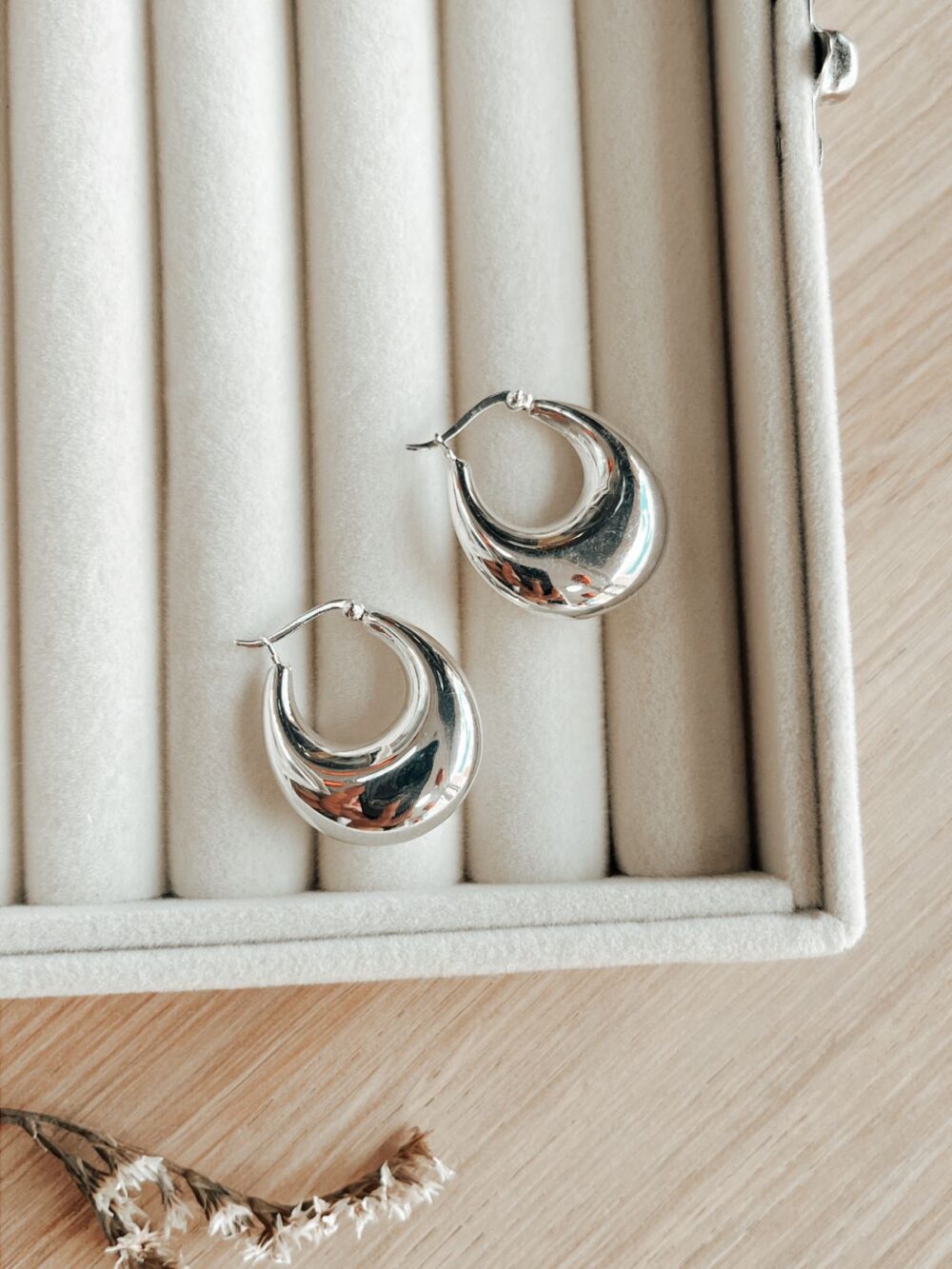 Aros Argollas Infladas Cierre Italiano Plata 925