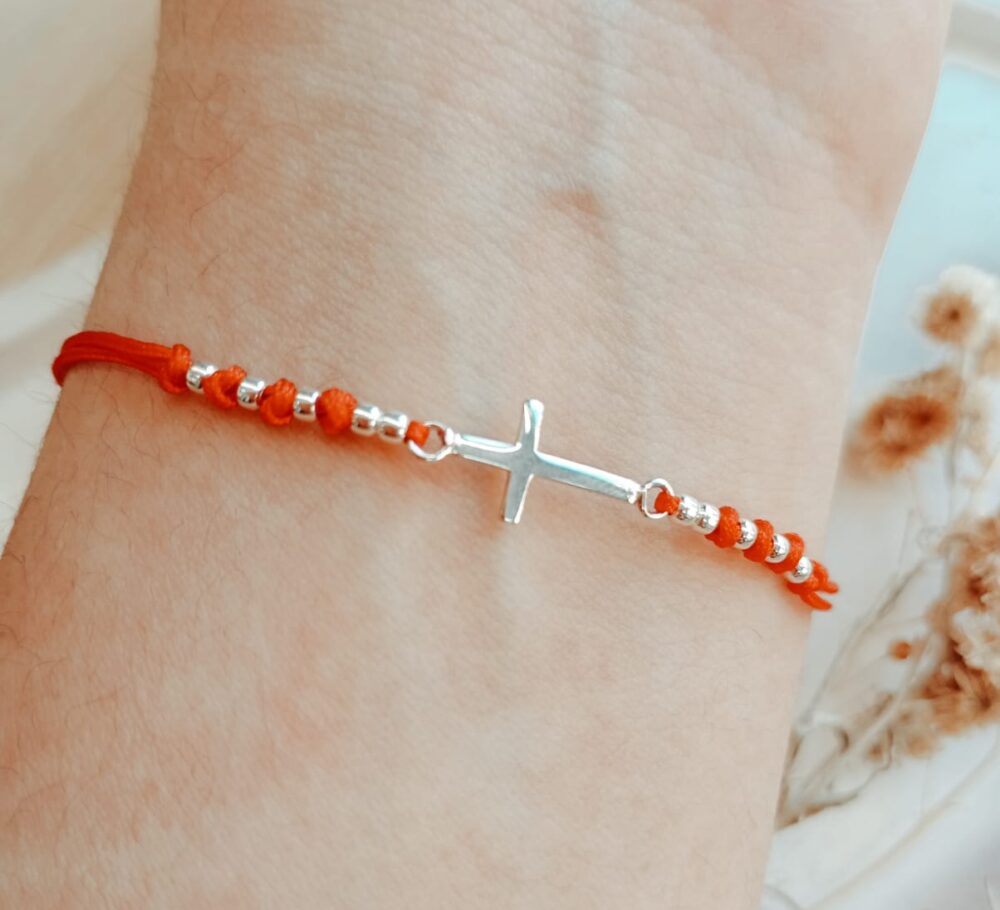 Pulsera hilo y  Plata 925 - Cruz